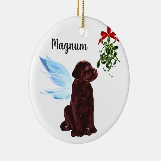 Chocolate Lab Angel - kerstversiering Keramisch Ornament (Rechts)