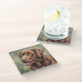 Chocolate Lab Art Coasters Glazen Onderzetter (Schuin)