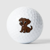 Chocolate Lab Cartoon Golfballen (Voorkant)