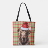 Chocolate Lab Christmas Dog Seasonal Plaid Tote Bag (Achterkant)