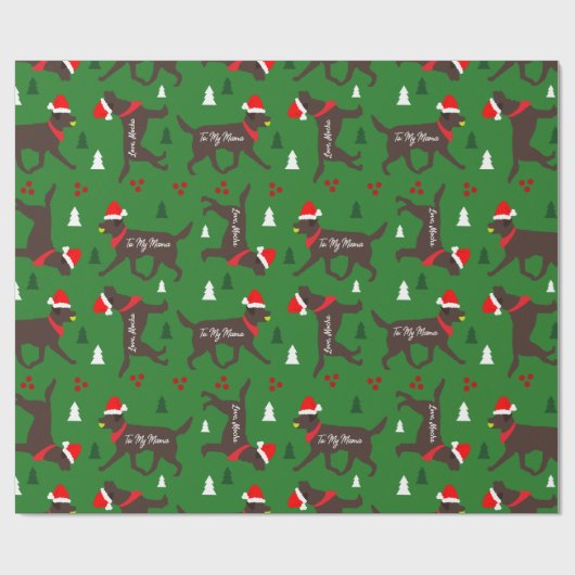 Chocolate Lab Christmas Gepersonaliseerd Naam van  Cadeaupapier (Vlak)