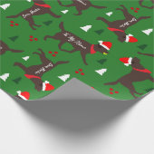 Chocolate Lab Christmas Gepersonaliseerd Naam van  Cadeaupapier (Hoek)
