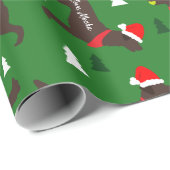 Chocolate Lab Christmas Gepersonaliseerd Naam van  Cadeaupapier (Rol Hoek)
