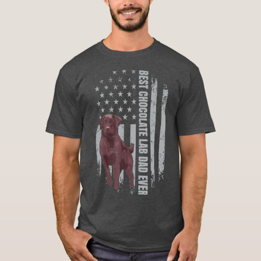 Chocolate Lab Dad American Flag Brown Labrador T-shirt (Voorkant)
