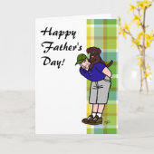 Chocolate Lab Daddy Plaid Kaart (Gele Bloem)