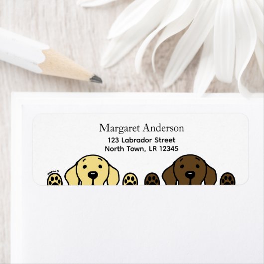 Chocolate Lab en Yellow Lab kijken Etiket (Insitu)