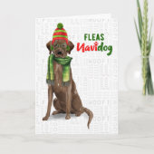 Chocolate Lab Funny Fleas Navidog Kerstmis Feestdagen Kaart (Voorkant)