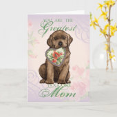 Chocolate Lab Heart mama Kaart (Gele Bloem)