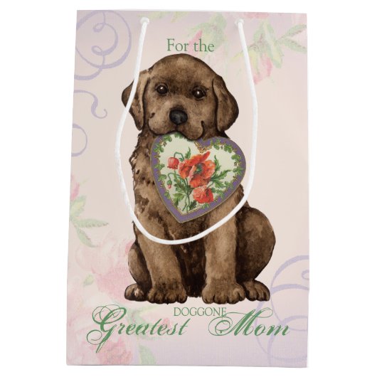 Chocolate Lab Heart mama Medium Cadeauzakje (Achterkant)