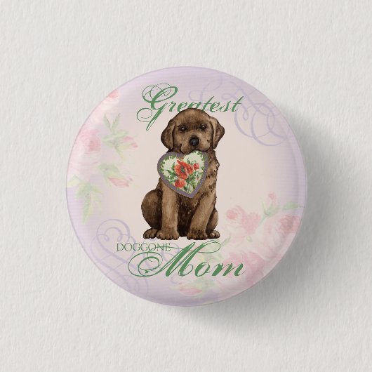 Chocolate Lab Heart mama Ronde Button 3,2 Cm (Voorkant)