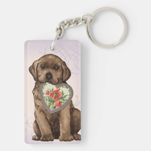 Chocolate Lab Heart mama Sleutelhanger (achterkant)