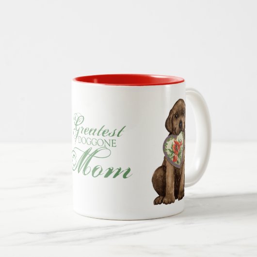 Chocolate Lab Heart mama Tweekleurige Koffiemok (Voorkant rechts)
