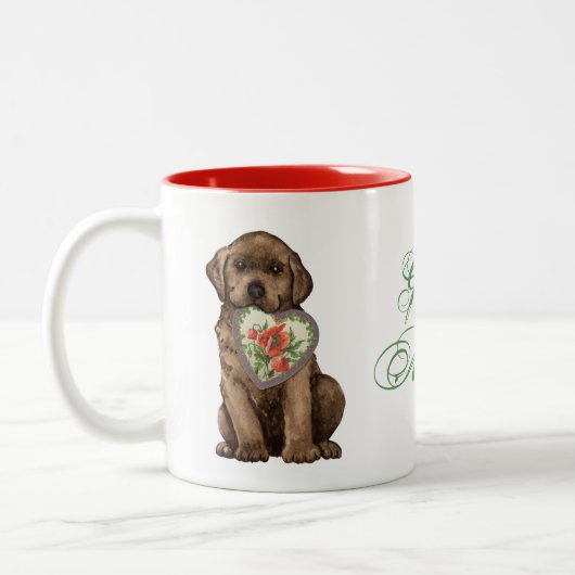 Chocolate Lab Heart mama Tweekleurige Koffiemok (Links)