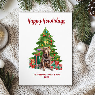 Chocolate Lab hond familie kerst Feestdagenkaart