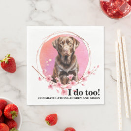 Chocolate Lab-huwelijksfoto servetten