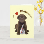 Chocolate Lab - Ik hou van chocoladekusjes Kaart (Gele Bloem)