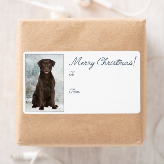 Chocolate Lab kerstcadeaulabels Etiket (Insitu)