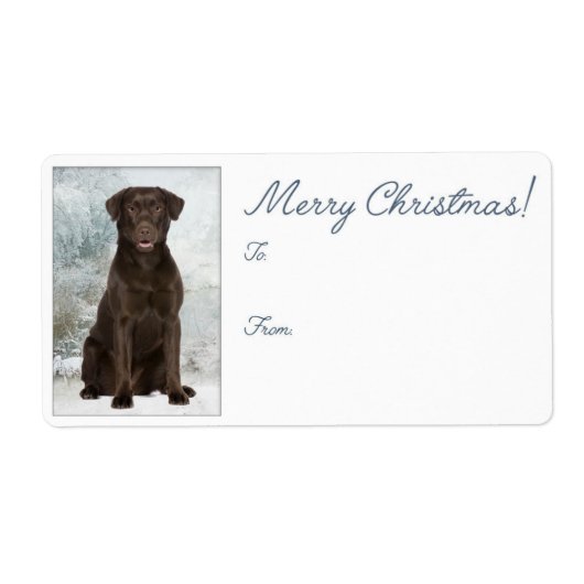 Chocolate Lab kerstcadeaulabels Etiket (Voorkant)