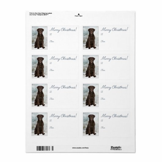 Chocolate Lab kerstcadeaulabels Etiket (Full Sheet)