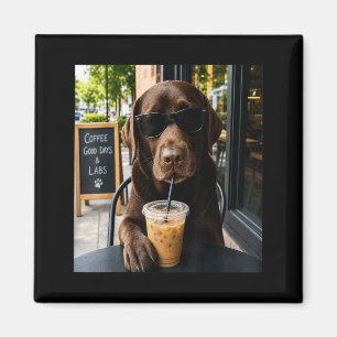 Chocolate Lab-koffie Funny Dog Cafe-liefhebber Kun Magneet