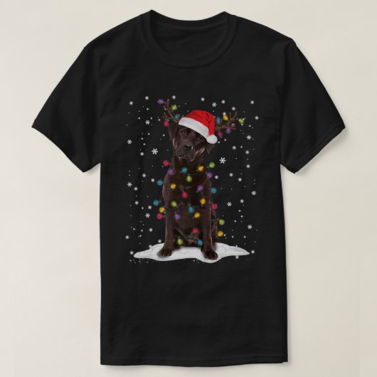 Chocolate Lab Labrador Christmas Tree Light Pajama T-shirt (Design voorkant)