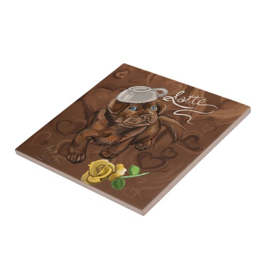 Chocolate Lab Latte Tegeltje (Zijkant)