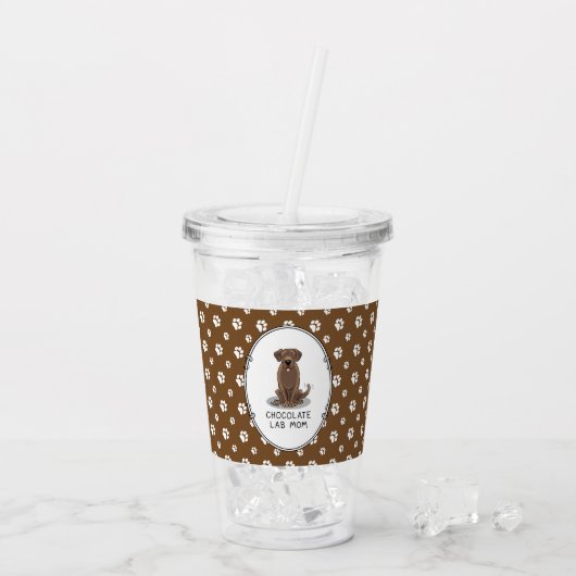 Chocolate Lab mam Labrador Retriever mam Dog Acryl Drinkbeker (Achterkant ijs)