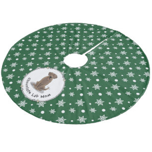 Chocolate Lab mam (Labrador Retriever mam) Fleece Kerstboom Rok
