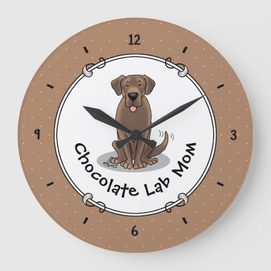 Chocolate Lab Mam (Labrador Retriever Mam) Grote Klok (Voorkant)
