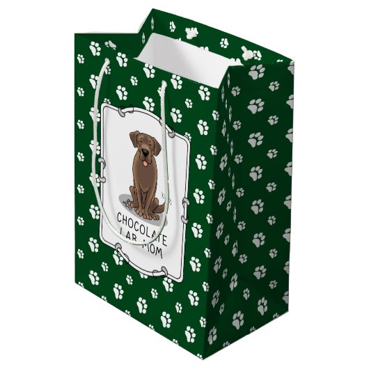 Chocolate Lab mam (Labrador Retriever mam) Medium Cadeauzakje (Achterkant Gekanteld)