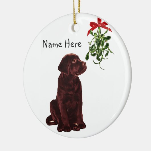 Chocolate Lab Mistletoe-kerstversiering Keramisch Ornament (Links)