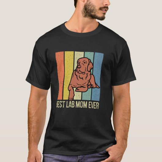 Chocolate Lab Moeder Labrador Retriever Retro Bijp T-shirt (Voorkant)