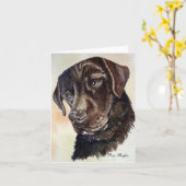 Chocolate Lab Note Kaart (Gele Bloem)