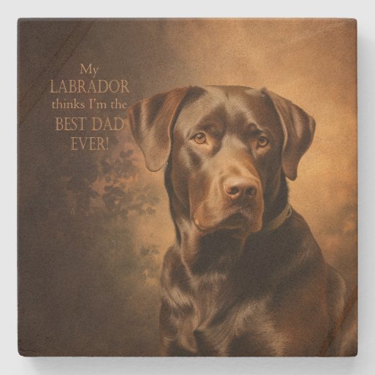 Chocolate Lab Pa Stenen Onderzetter (Voorkant)