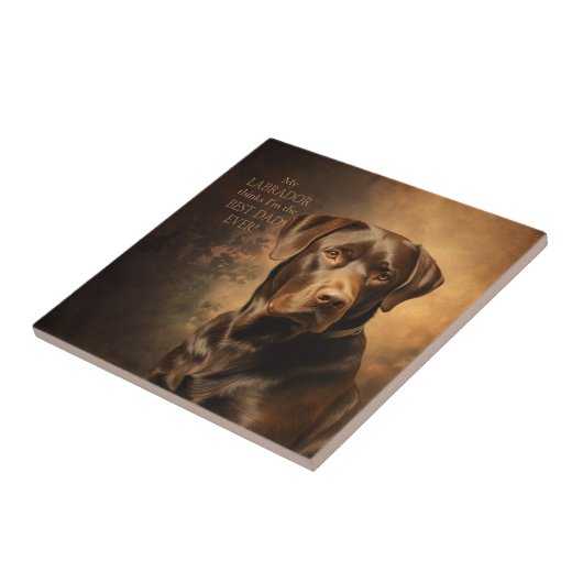 Chocolate Lab Pa Tegeltje (Zijkant)