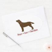 Chocolate Lab Peace Love Chocolade Ovale Sticker (Envelop)