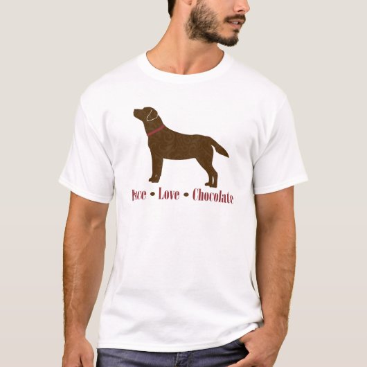 Chocolate Lab Peace Love Chocolade T-shirt (Voorkant)