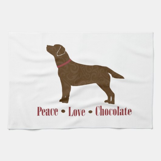Chocolate Lab Peace Love Chocolade Theedoek (Horizontaal)