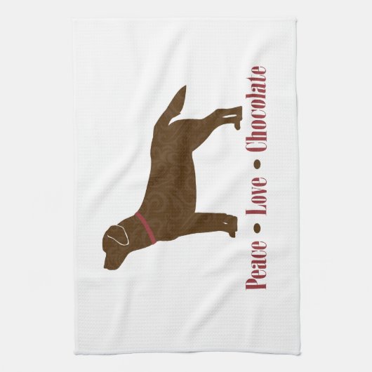 Chocolate Lab Peace Love Chocolade Theedoek (Verticaal)