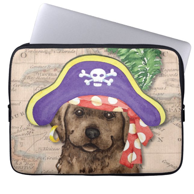 Chocolate Lab Pirate Laptop Sleeve (Voorkant)