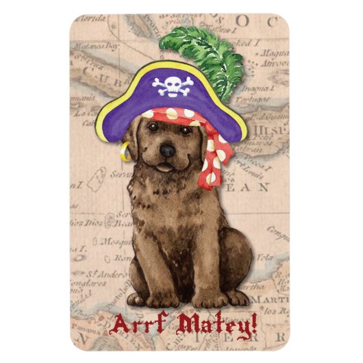 Chocolate Lab Pirate Magneet (Verticaal)