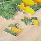 Chocolate Lab Portrait California Poppies Sjabloon Legpuzzel (Zijkant)