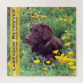 Chocolate Lab Portrait California Poppies Sjabloon Legpuzzel (Verticaal)