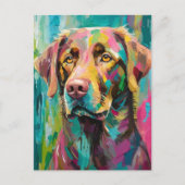 Chocolate Lab Portret Kleurrijke Abstracte Kunst Briefkaart (Voorkant)