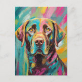 Chocolate Lab Portret Kleurrijke Abstracte Kunst Briefkaart (Voorkant)