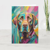 Chocolate Lab Portret Kleurrijke Abstracte Kunst Kaart (Voorkant)