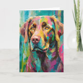 Chocolate Lab Portret Kleurrijke Abstracte Kunst Kaart (Voorkant)