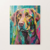 Chocolate Lab Portret Kleurrijke Abstracte Kunst Legpuzzel (Verticaal)