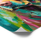 Chocolate Lab Portret Kleurrijke Abstracte Kunst Poster (Hoek)