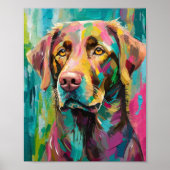 Chocolate Lab Portret Kleurrijke Abstracte Kunst Poster (Voorkant)